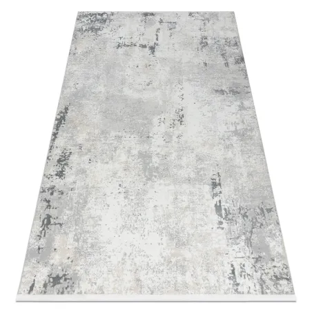 Tapis moderne DUKE 51378 crème et gris, très doux, avec franges
