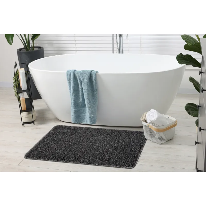 Dywan łazienkowy SYNERGY glamour, antypoślizgowy, miękki - lurex szary