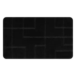 Tapis de salle de bain SUPREME LINES rayures, antidérapant, doux - noir