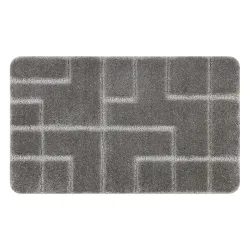 Tapis de salle de bain SUPREME LINES rayures, antidérapant, doux - gris