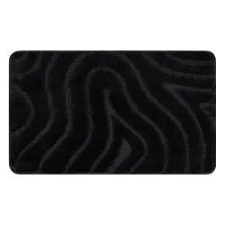 Tapis de salle de bain SUPREME WAVES vagues, antidérapant, doux - noir