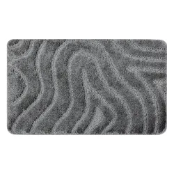 Tapis de salle de bain SUPREME WAVES vagues, antidérapant, doux - gris