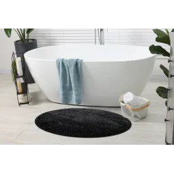 Dywan łazienkowy SYNERGY koło glamour, antypoślizgowy, miękki - lurex czarny