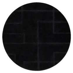 Tapis de salle de bain SUPREME rond LINES lignes, antidérapant, doux - noir