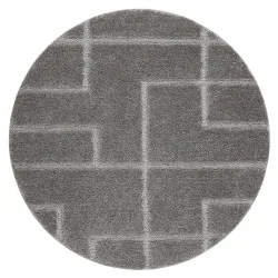 Tapis de salle de bain SUPREME rond LINES lignes, antidérapant, doux - gris