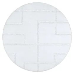 Tapis de salle de bain SUPREME rond LINES lignes, antidérapant, doux - blanc