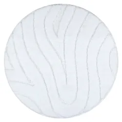 Tapis de salle de bain SUPREME rond WAVES vagues, antidérapant, doux - blanc