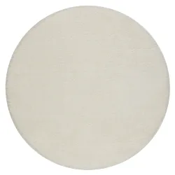 Tapis de salle de bain SANTA rond uni, antidérapant, doux - blanc
