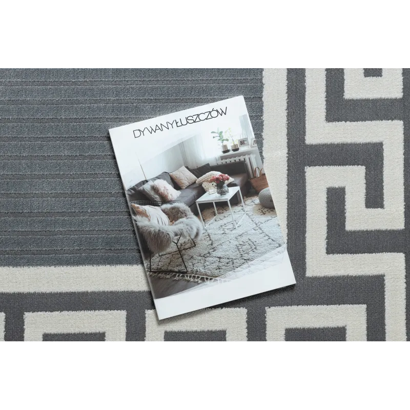 Dywan PEARL 51327F szary - Ramka, grecki ekskluzywny, strukturalny 