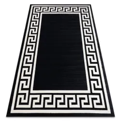Tapis PEARL 51327H noir - Cadre, grec exclusif, structuré