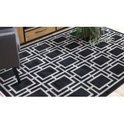 Dywan AMOUR 53078B czarny - Geometryczny, linie nowoczesny, elegancki