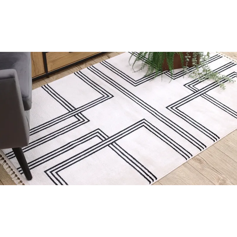 Dywan AMOUR 53091C krem - Geometryczny, linie nowoczesny, elegancki