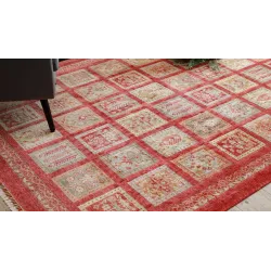 Dywan HERIZ A0985A Orientalny, ramka bordo - z bambusowej przędzy, ekskluzywny, stylowy