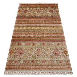 Tapis HERIZ A0986B Oriental Beige / Bordeaux - en fibre de bambou, exclusif, élégant