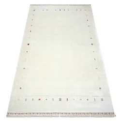 Tapis HERIZ A0987C Encadrement Crème - en fibre de bambou, exclusif, élégant