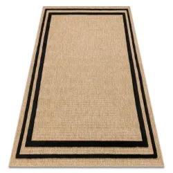 Tapis SPARK 0687 Beige / Noir - Encadrement, Sisal, structuré