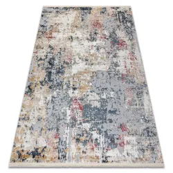Tapis DISTIN 0123A rose / poudré / blanc moderne - Abstraction, vintage, franges