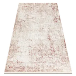 Tapis DISTIN 0828A rose / poudré / blanc moderne - Abstraction, vintage, franges