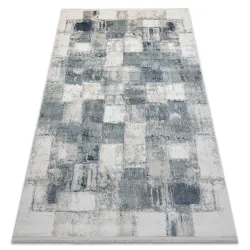 Tapis DISTIN 0143A bleu marine / bleu / blanc moderne - Géométrique, Vintage, Franges