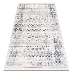 Tapis DISTIN 0833A bleu marine / bleu / blanc moderne - Boho, vintage, franges