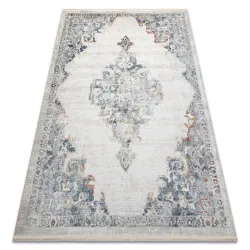 Tapis DISTIN 0826A blanc / bleu / vert clair moderne - Ornement, vintage, franges