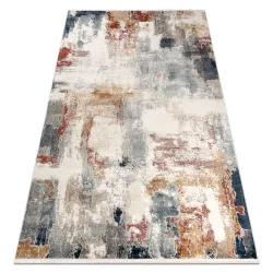 Tapis DISTIN 0144B blanc / rose / poudre moderne - Abstraction, Vintage, Franges