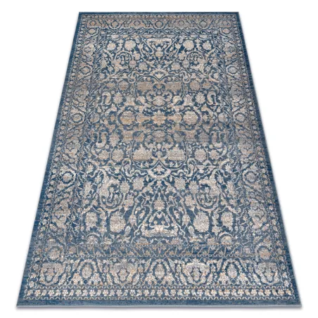 Tapis NAIN Ornement, vintage beige et bleu, parfait pour le salon