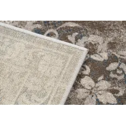 Tapis NAIN Ornement, vintage, doux en beige et bleu pour le confort