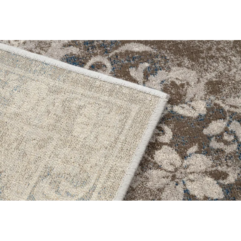 Tapis NAIN Ornement, vintage, doux en beige et bleu pour le confort