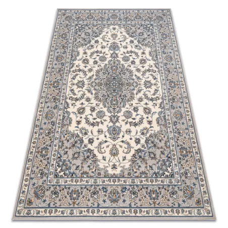 Tapis NAIN Ornement beige et bleu, idéal pour un intérieur moderne