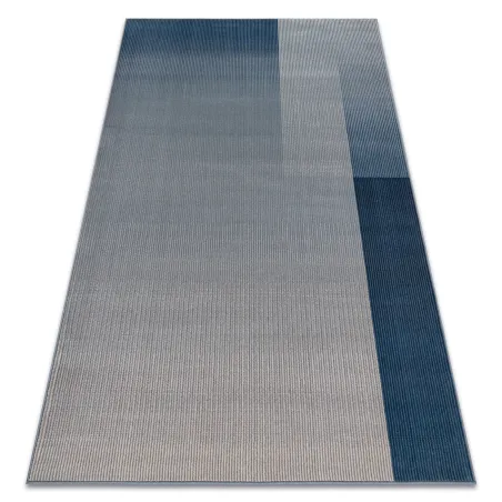 Tapis NAIN en laine géométrique beige et bleu, parfait pour le salon