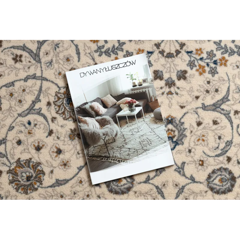 Tapis élégant en beige et bleu, parfait pour les intérieurs modernes