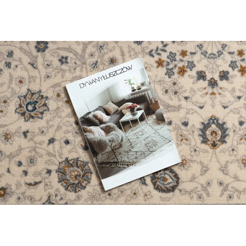 Tapis NAIN Ornement, beige et bleu, idéal pour tous les espaces de vie