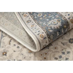 Tapis NAIN Ornement, beige et bleu, idéal pour le jardin ou la terrasse
