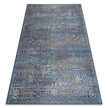 Tapis NAIN Ornement, vintage bleu et orange
