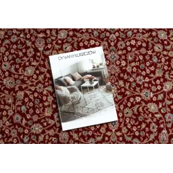 Tapis NAIN Ornement en bordeaux et beige, parfait pour le salon