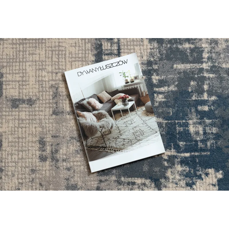 Tapis beige et bleu, parfait pour le salon moderne