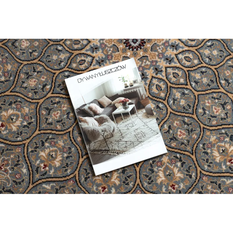 Tapis NAIN Rosette, bleu et beige, idéal pour le salon