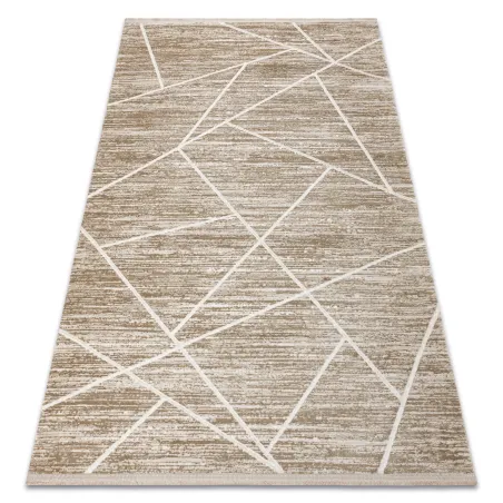 Tapis moderne DUKE 51557 en beige, très doux et au design géométrique