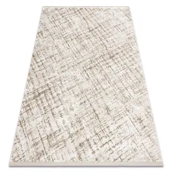 Tapis moderne DUKE 51550 beige / crème - Treillis, structuré, très doux, franges