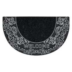 Paillasson BH 103W demi-cercle antidérapant, extérieur, intérieur, base caoutchouc - argent