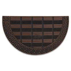 Paillasson BH 110 Clé Grecque demi-cercle antidérapant, extérieur, intérieur, base caoutchouc - marron