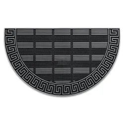 Paillasson BH 110 Clé Grecque Demi-cercle antidérapant, extérieur, intérieur, sur caoutchouc - argent