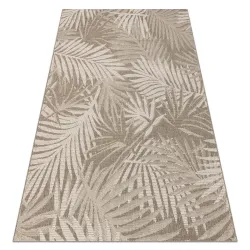 Tapis en sisal avec motif de feuilles, gris foncé et champagne, idéal pour le salon