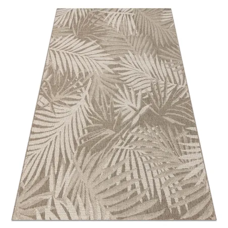 Tapis en sisal avec motif de feuilles, gris foncé et champagne, idéal pour le salon