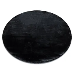 Tapis VISCO rond gris foncé 5 moelleux, IMITATION FOURRURE LAPIN