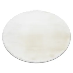 Tapis TEDDY NEW wool 45 cercle Shaggy crème très épais, en peluche