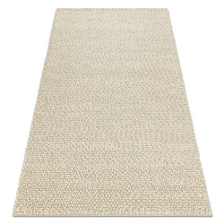 Tapis en laine TAHAR 99005B crème / gris - TISSÉ À LA MAIN boucles, uni