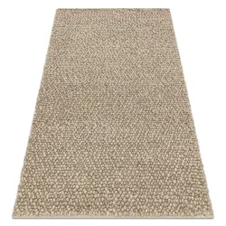 Tapis en laine TAHAR 99005C beige - TISSÉ À LA MAIN boucles, uni