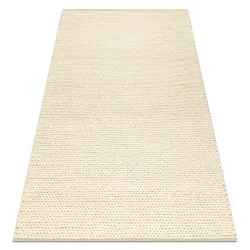 Tapis en laine TAHAR 99004B crème - TISSÉ À LA MAIN boucles, uni